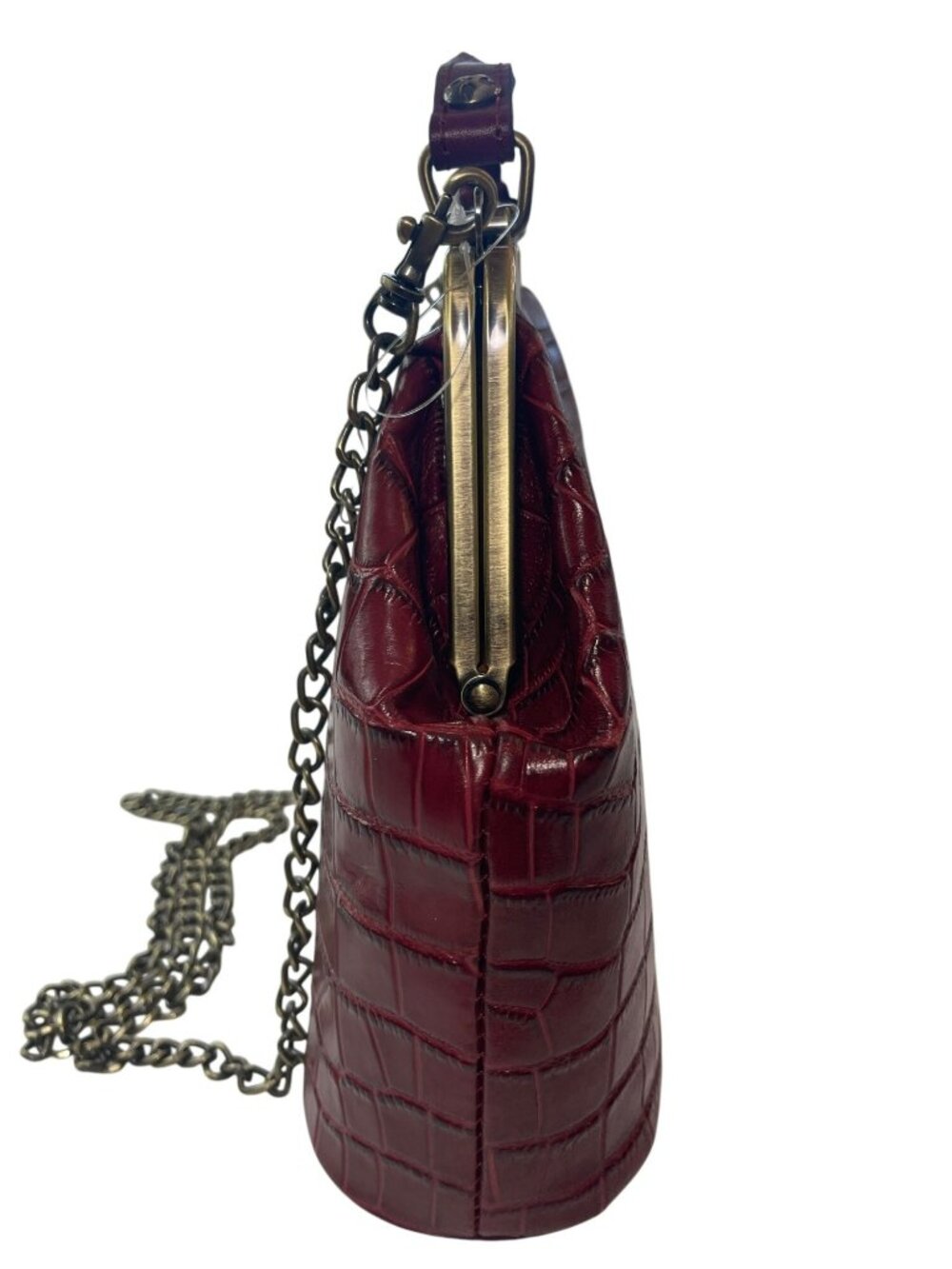 Patricia Nash Red Oxblood Leather Crocodile Frame Bag Chain Strap #P572311 NWT - Picture 7 of 12